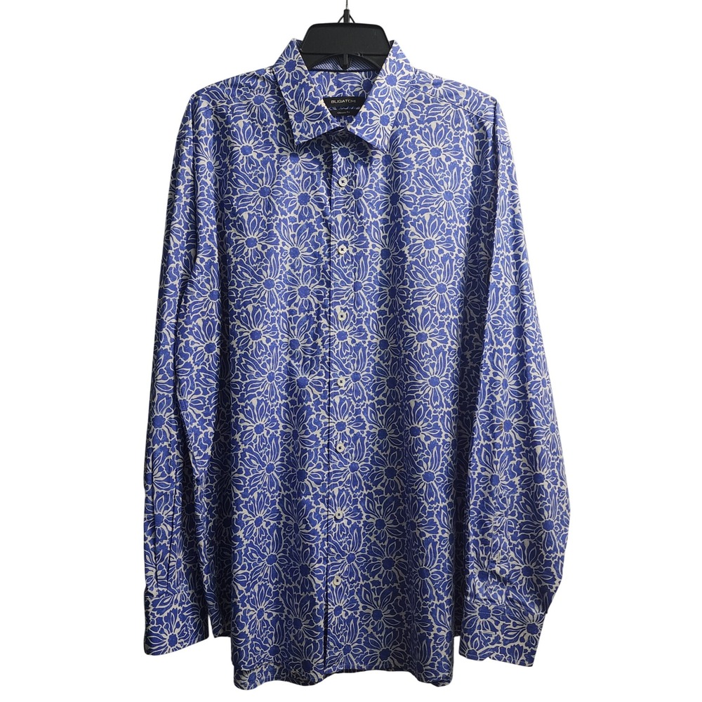 BUGATCHI Mens‎ Long Sleeve Button Down Shirt Floral Classic Fit XL